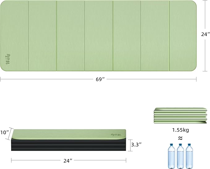 1/2 Inch Extra Thick Yoga Mat Pilates Equipment, 70"x24" Odorless Workout Mats for Home Gym, Non-slip Exercise Mats for Women Men Home Workout, Foldable Yoga Mats for Travel Camping Sleeping