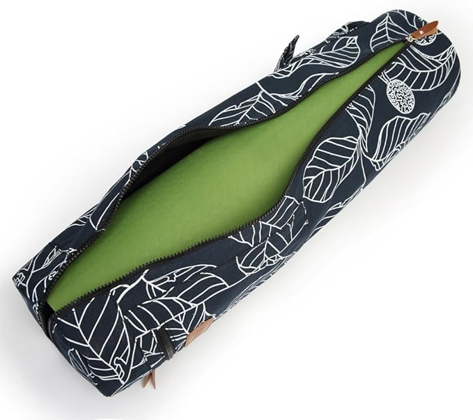 Canvas Yoga Mat Bag with Adjustable Strap & Pockets, Full-Zip Travel Gym Tote for Women & Men, Fits 1/4" & 1/3" Thick Mats, Lightweight Carrier for Yoga, Studio, Workout, Outdoor Use