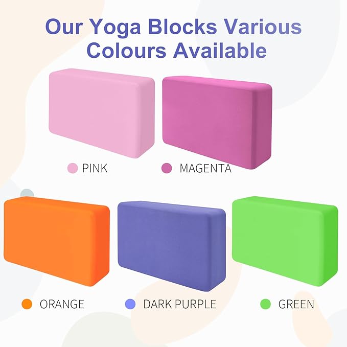2 Pack Yoga Block, Premuim EVA Foam Block, Durable Non-slip Exersice Block for Yoga, Pilates, General Fitness, Stretching, Toning Workouts and Meditation