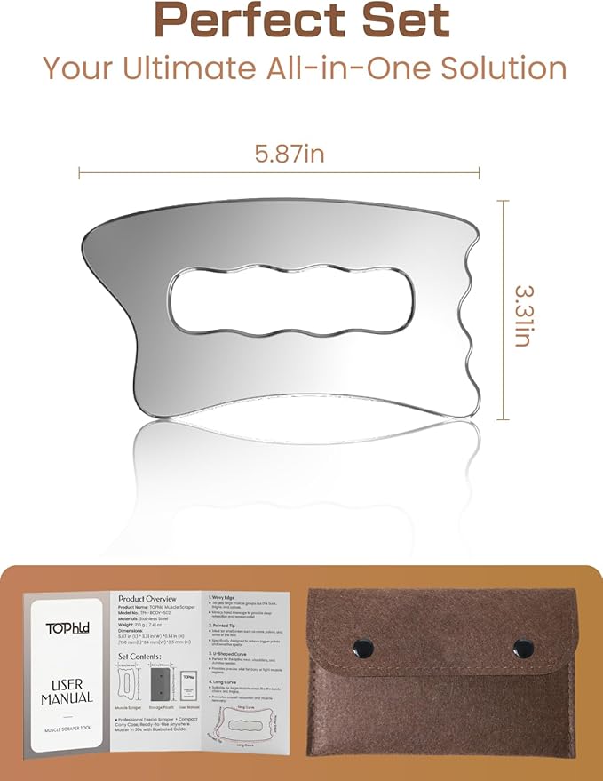 Muscle Scraper Tool, Stainless Steel Scraping Tool Physical Therapy, Guasha Tool for Body, Myofascial Release Tool, Massage Scraper Tool for Deep Tissue