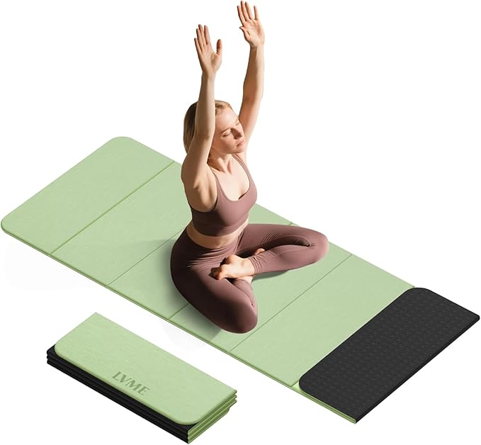 Foldable Yoga Mat, 0.32 inches Thick(8mm), SGS Certified, Non Slip, 71 x 24 inches, Foldable for Travel, Pilates, Camping, Environmental Sports Mat, Odorless TPE Material