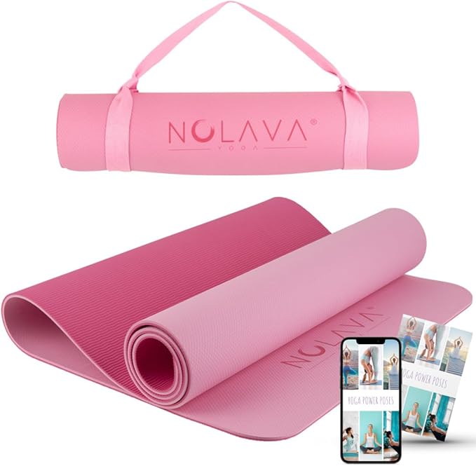 NOLAVA Yoga Mats & Complete Sets - TPE, Non-Slip - Includes Mat, Blocks, Strap, & More (6pc or 7pc Sets) - For Pilates, Yoga & Fitness