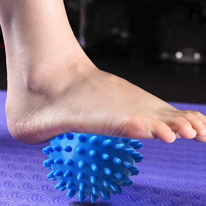 PGYUD Spiky Massage Ball – Trigger Point & Plantar Fasciitis Relief – Deep Tissue Roller for Feet, Back, and Muscles (Blue)