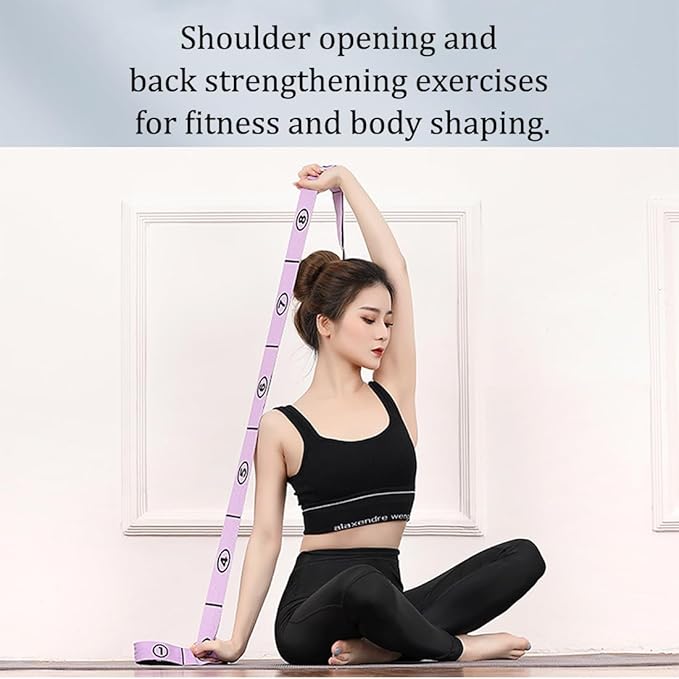 2026 Upgrade Fitness Resistance Band for Stretching and Yoga, Elastic Yoga Stretching Strap with Loops Handle, Adjustable Leg Stretcher Bands for Full Body Stretching Shaping