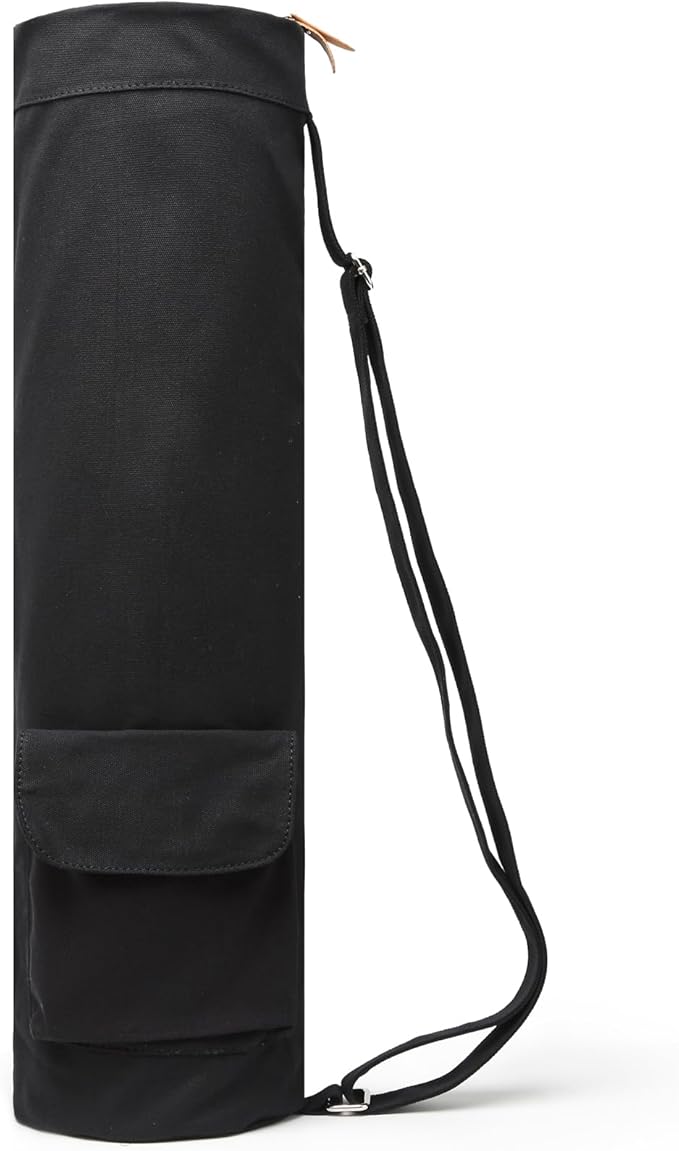 Canvas Yoga Mat Bag with Adjustable Strap & Pockets, Full-Zip Travel Gym Tote for Women & Men, Fits 1/4" & 1/3" Thick Mats, Lightweight Carrier for Yoga, Studio, Workout, Outdoor Use