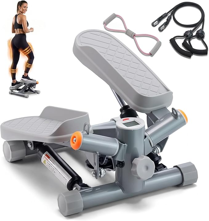 Steppers for Exercise,Stair Stepper Twist Mini Stepper with Resistance Bands, Portable Cardio Equipment 330LBS Weight Capacity for Body Shaping