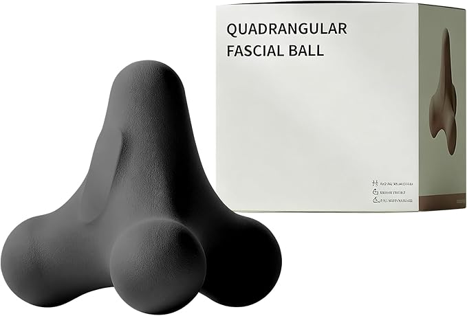 4-Node Quadrangular Fascia Massage Ball - Portable Trigger Point Therapy Tool for Muscle Relief, Myofascial Release & Facial Tension (Grey)