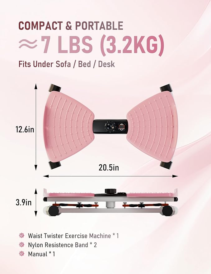 Waist Twister Machine with Smart Digital Counter and Resistance Bands 300 Lbs Capacity, Noiseless Ab Twister Board for Home Exercise, Fitness Equipment Ideal for Women to Burn Belly Fat and Tone Body
