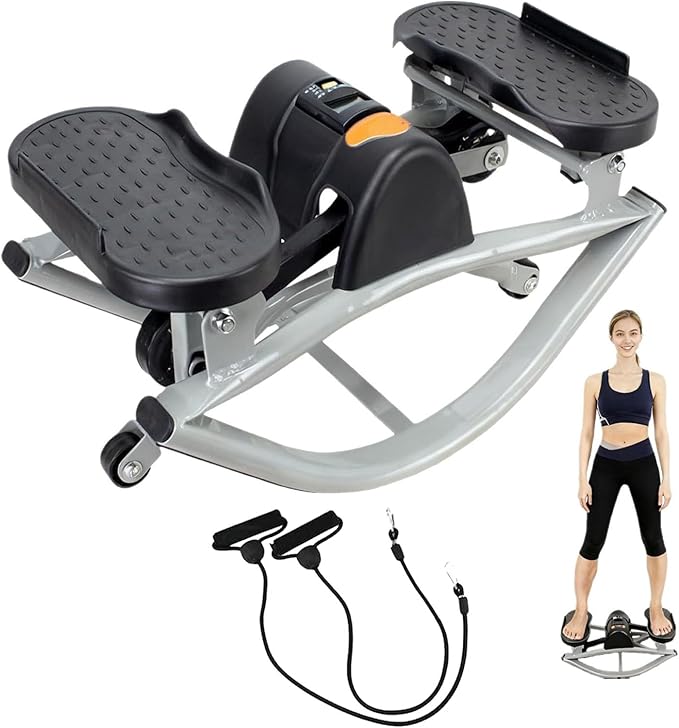 Rock Stepper Lateral Rocking Fitness Stepper U-Shaped Swing Fitness Equipment Equipped with a Digital Display/Resistance Band Lightweight and Portable Suitable for Home Apartment