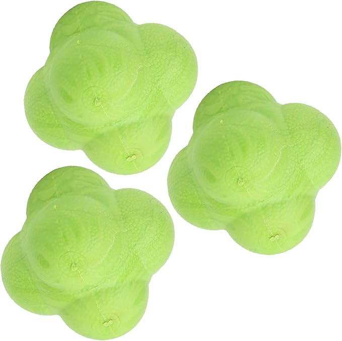 Drfeify 3Pcs Bounce Reaction Balls Ball Set for Training & Coordination HexShaped with TPR Material for Multisport Athletes