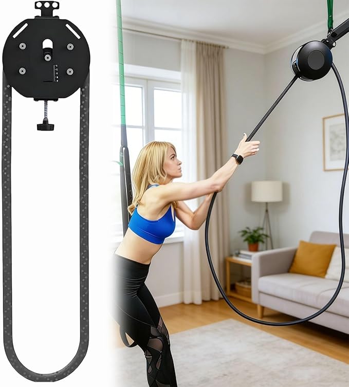 Endless Rope Trainer, Suspension Endless Rope Pulley System, Adjustable Resistance Trainer Machine, Home Gym Infinity Rope for Interval Resistance Training, Closed-Loop Nylon Rope(Black)