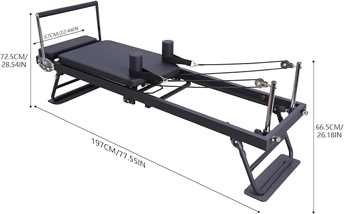 Foldable Pilates Reformer Machine, Portable Home Pilates Equipment with Adjustable Resistance, Compact Pilates Reformer for Full-Body Workout, Suitable for Small Spaces Black