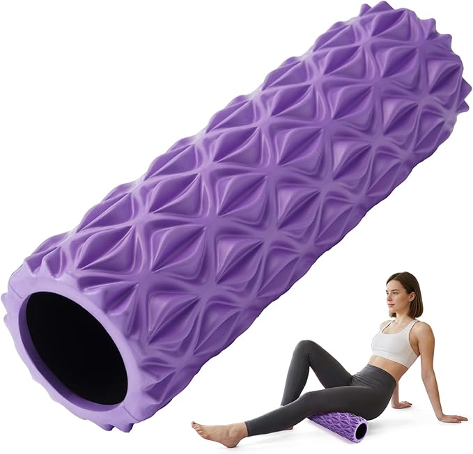 Foam Roller High Density Deep Tissue Massager for Muscle Massage Myofascial Trigger Point Release Improves Mobility Massage of The Back and Leg Muscles - 15" (Purple)