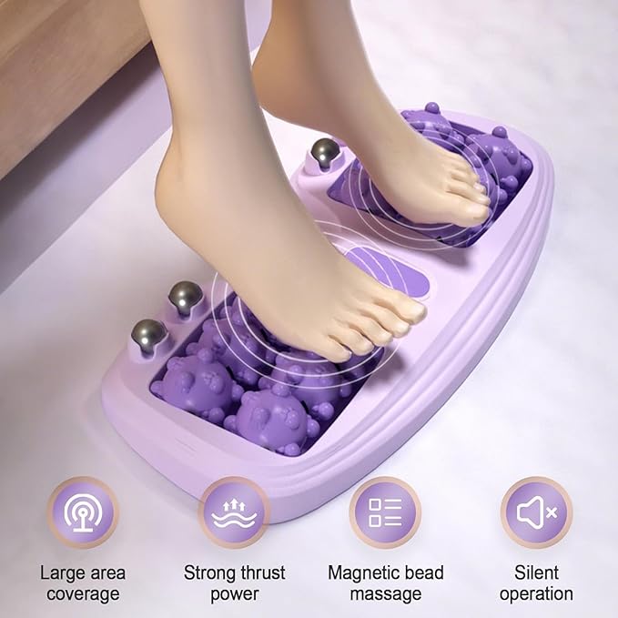 Portable Double Foot Massage Roller, 2025 New Dual Foot Massage Roller for Relieve Pain from Plantar Fasciitis, Portable Feet Massager Tool for Home Office Use (Purple)