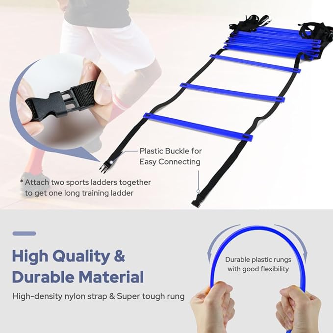 GHB Agility Ladder 1 Pack and Disc Cones 50 Pack 2 Carrying Bag