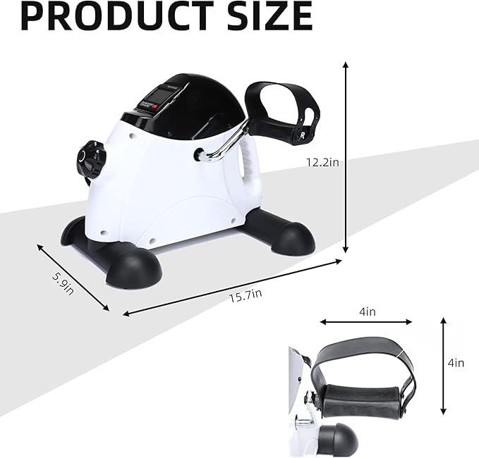 Under Desk Pedal Exerciser with LCD Screen Displays Design for Legs and Arms Workout, Suitable for Office and Home Soft Training (White)