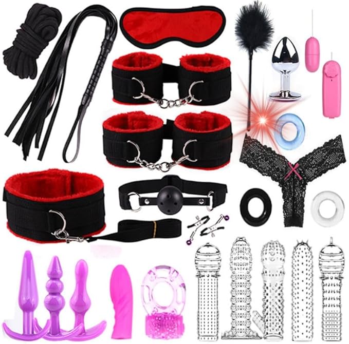 Pilates 25 Piece Fashion Design Nylon Leather Equipment Set (Red), Fun Cosplay Accessories, Wrist and Hip Yoga Supplies, Couple Gifts