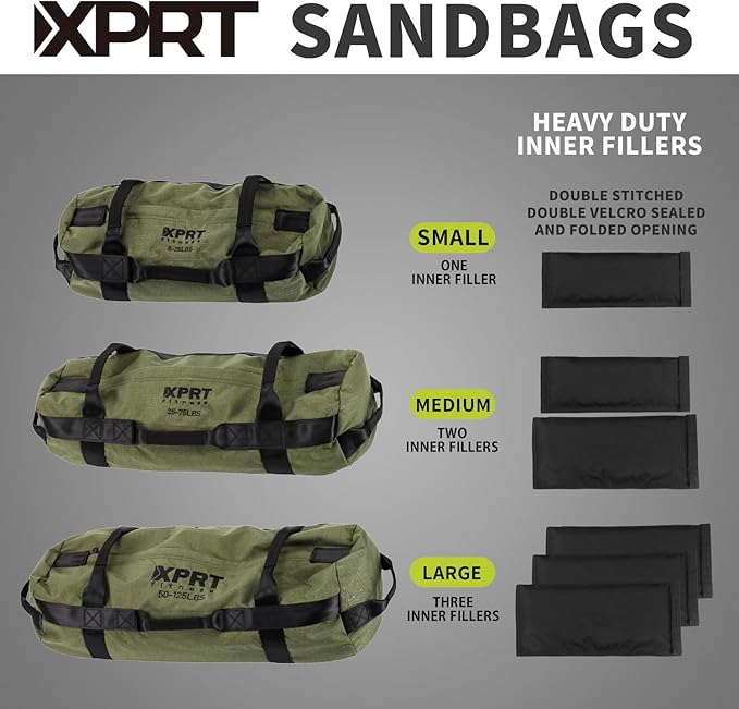 XPRT Fitness Workout Sandbag for Heavy Duty Workout Cross Training 7 Multi-positional Handles - Color Army Green/Black/Camo