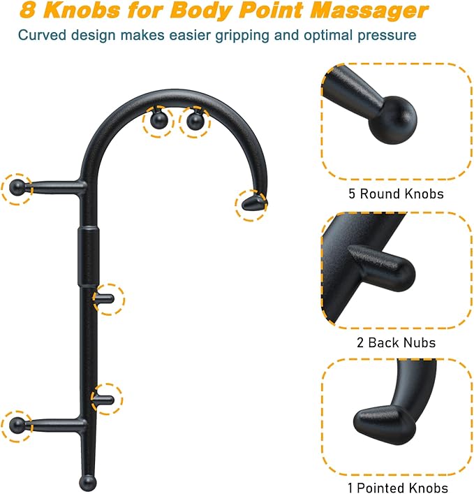 BVN Detachable Trigger Point Massage Cane – Manual Back & Shoulder Hook Massager for Pain Relief, Deep Tissue Self Massage Tool for Muscle Knots in Neck, Back, Legs & Feet