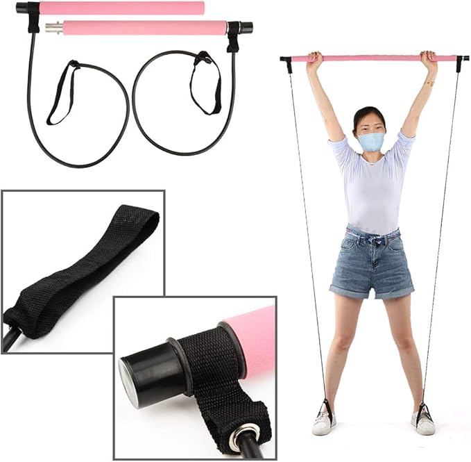 Pilates Bar, Pilates Exercise Stick, Multifunctional Equipment for Workout, Yoga Pulling Rope with TPE Tube and Iron Tube, for Home Gym, Legs Waist Abdomen