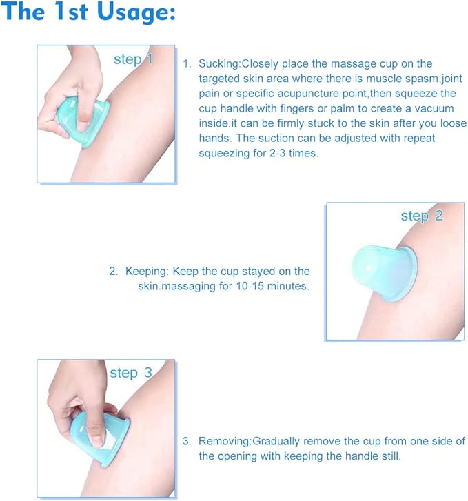 lychee Anti Cellulite Cupping Therapy Set for Family 4Pcs Silicone Vacuum Massage Cups - Chinese Cupping Kit for Body and Massager for Adults Home Use (Green)