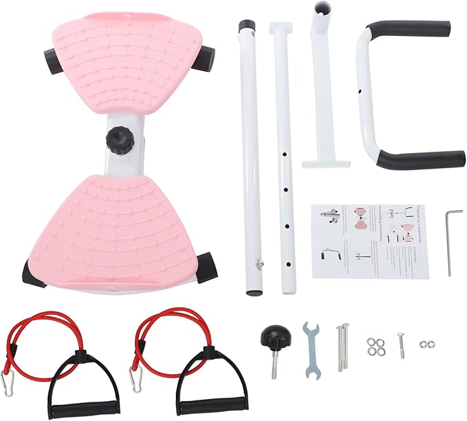 Waist Twister Board, Home-Gym Core Trainer with Handrail & Pull Cords, Noiseless 360° Ab-Twister Platform for Belly-Fat Burn, Strength & Balance Workouts, 330 Lbs Capacity