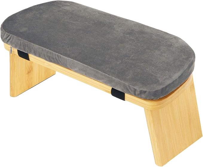 Meditation Bench Kneeling Stool Chair Wooden Prayer Bench Meditation Stool, Gray
