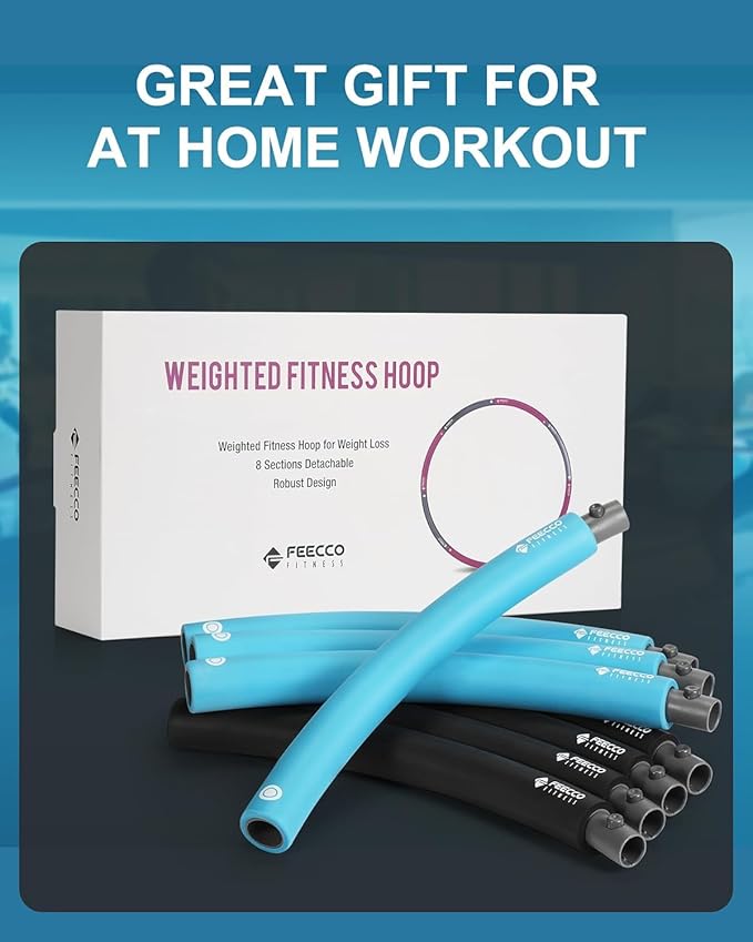 FEECCO Weighted Fitness Hoop, 8 Detachable Sections for Weight Loss
