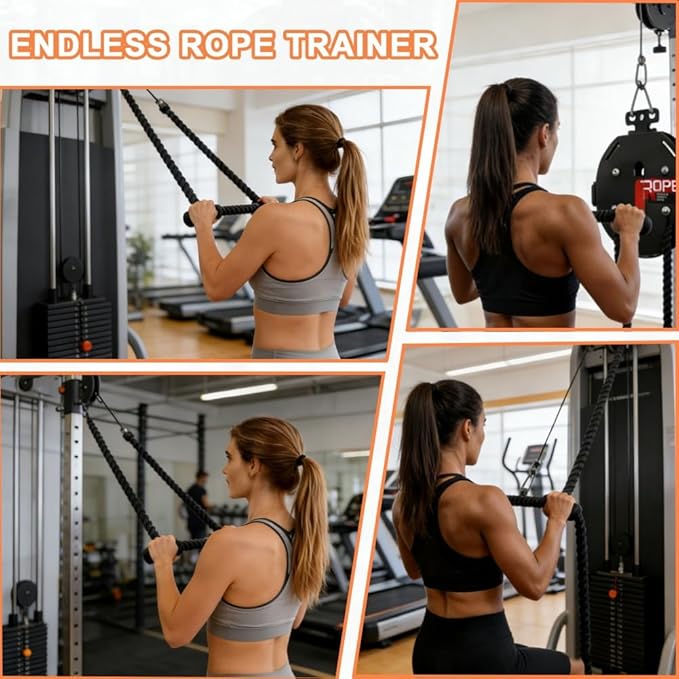 Endless Rope Trainer, Professional Pull Rope Fitness System with Adjustable Resistance, Training Tool for Arms, Back Strength and Overall Muscle Endurance