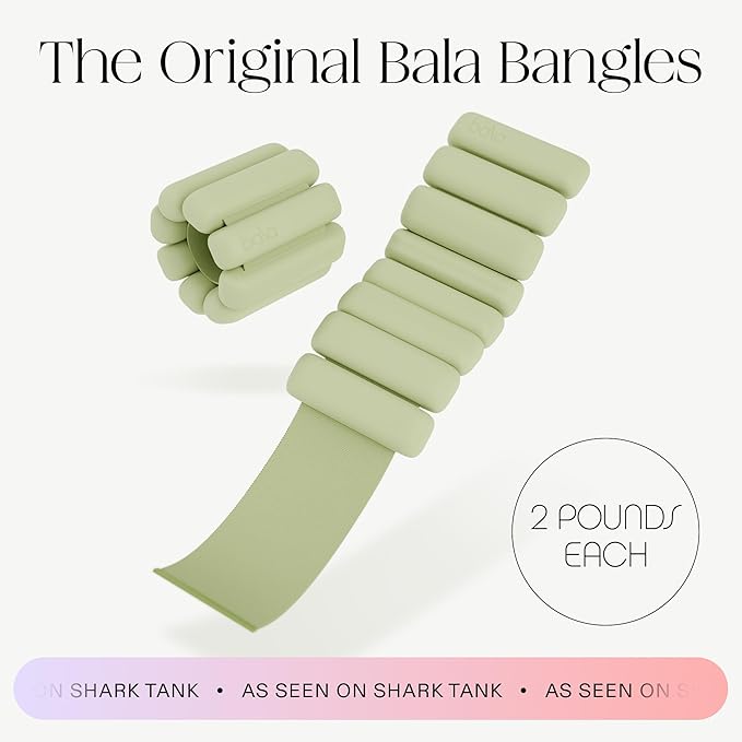 Bala Bangles Wrist & Ankle Weights for Women & Men - Adjustable Weighted Bands - Soft Silicone Arm & Leg Weights for Pilates, Yoga, Walking, Barre, Home Workout & Strength Training Exercise
