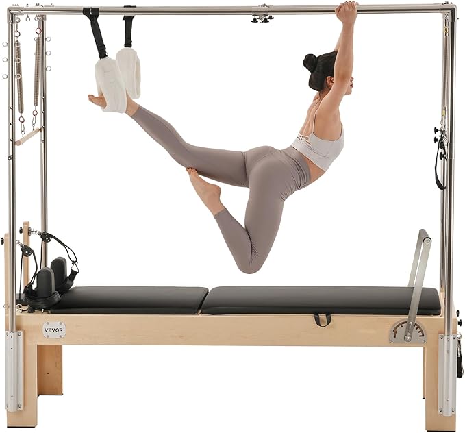 VEVOR Pilates Reformer Machine, Pilates Workout Equipment for Home Gym Studio Use, Pilates Reformer with Sitting Box and Jumpboard，fit for Beginners & Advanced Users