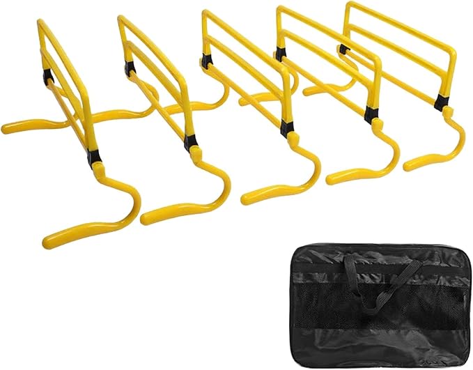 5Pcs Agility Training Hurdles Agility Speed Training Equipment Adjustable Height for Soccer Outdoor Sports Foot Exercise, Yellow