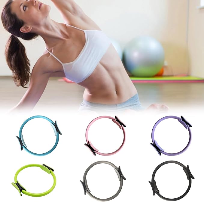 Pilates Ring, Flexible Ring Fitness 14" Yoga Rings Magic Circle with Dual Padded Handles, Fitness Circle for Toning Arms, Thighs/Legs & Core Home Exercise Equipment