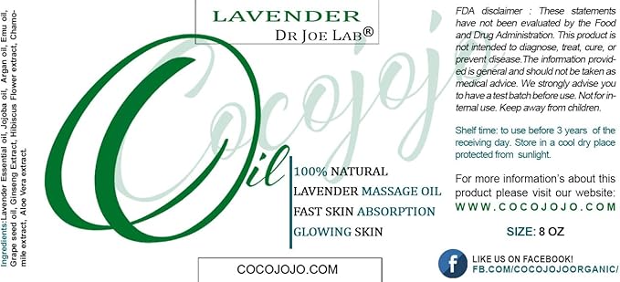 Pure Lavender Essential Oil Massage Oil for Deep Tissue Massage Therapy Blended with Jojoba Oil and Other Rich Oils and Natural Bulk Lavender Massage Oil - 32 Ounces - Cocojojo