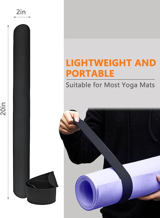 2 Pcs Yoga Mat Strap, Yoga Mat Scrunchie Slap Band for Carrying & Storage - Secure for Travel, Fits Most Standard Mats