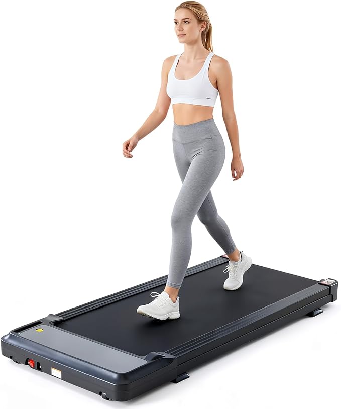 Sweetcrispy Compact Armless Treadmill for Small Spaces, Quiet Under-Desk Walking Pad, Slim & Portable Design for Home Office Workouts, Ideal for Apartments and Work-from-Home Fitness, Coal-Black