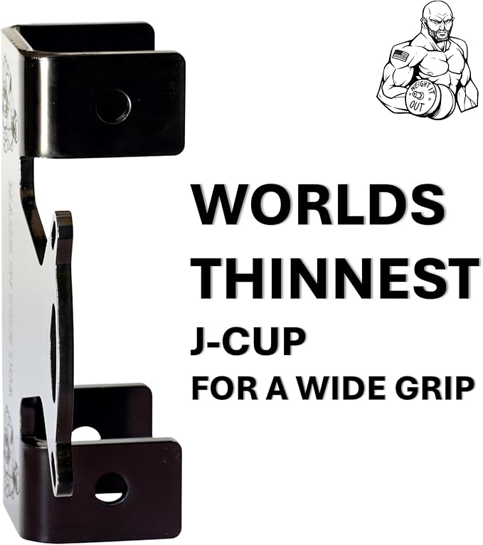 Weight It Out J-Cup Hook Attachment Barbell Holder/Squat Rack 5/8" Holes Accessories Solid Steel USA Made Pairs