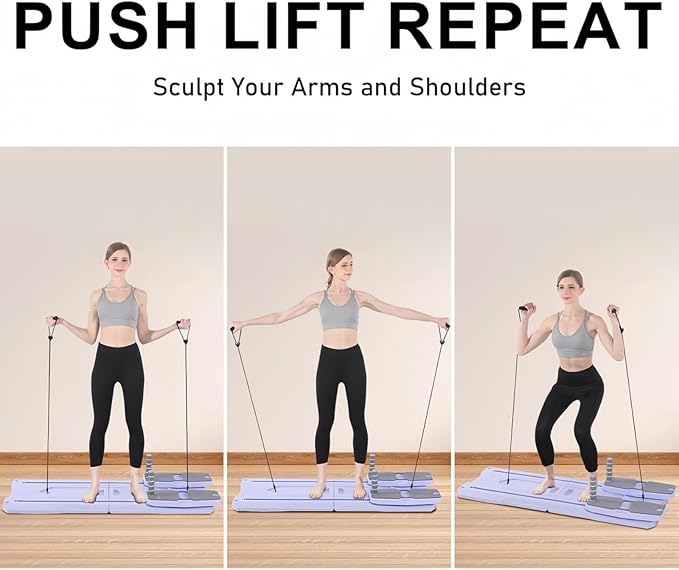 Pilates Reformer Board Set - 2026 Foldable 8-in-1 Pilates Machine for Full Body Workouts, Ab Core Trainer with Resistance Bands, Portable Home Pilates Equipment for Women & Men