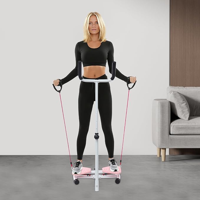 Waist Twister Board - Home Gym Exercise Equipment for Core Workout & Waistline Slimming - 3-Level Adjustable Ab Toner with Pull Cords for Women/Men, 330lbs Capacity
