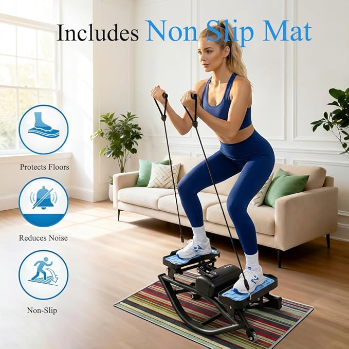 3D Rocking Stepper - Mini Stepper for Home & Office Workout, Low Impact Lateral Motion Exercise Machine for Core & Glutes, Whisper Quiet Under Desk Stepper, Fully Assembled, 330lb Capacity