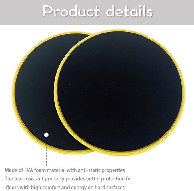 Exercise Sliders for Working Out Black Fitness Discs for Pilates Women Men, 2 Pack