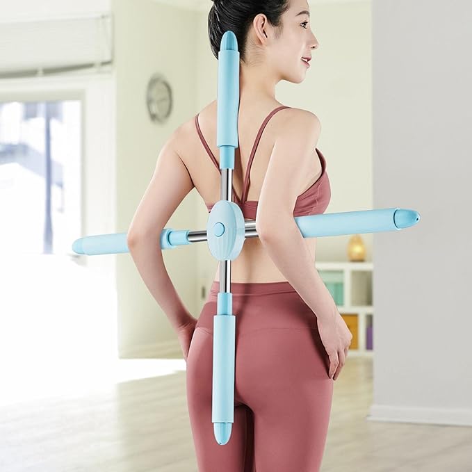 Humpback Correction Yoga Sports Sticks for Teenagers Students Adults Posture Trainer Corrector Open Back Shoulder Straightener Stretching Tool (Color : Blue, Size : 66.5x7x7cm)