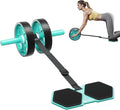 Double-Wheel Ab Roller for Core Training – Rebound Design with Adjustable Elastic Band, Silent Non-Slip Wheels, Detachable Build, Knee Pad & Bands – Home Gym Gear for Men/Women
