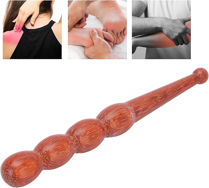 Wooden Foot Hand Massage Stick - Pain Relief and Reflexology Massager for Neck, Back, and Legs - Ergonomic, Portable, Durable Red Wood Design