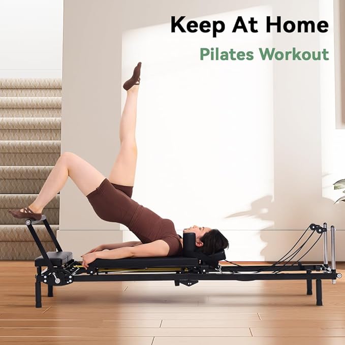 Foldable Pilates Reformer Machine, Dual Resistance with Springs and Cords, Pilates Equipment for Home and Gym Use, Suitable for Advanced and Beginners Users, Up to 400 lbs Capacity