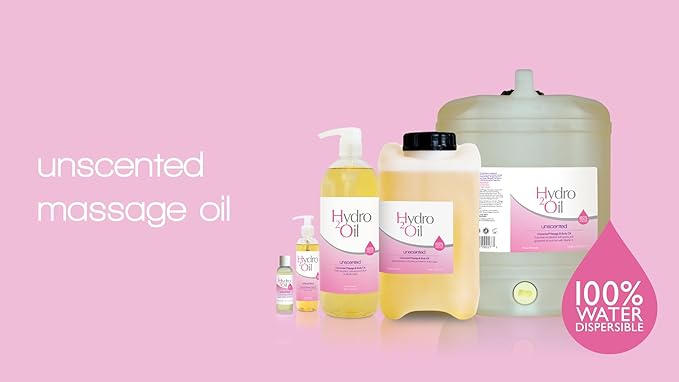 Hydro 2 Oil Unscented Massage Oil 8.4 fl oz - Water Dispersible Formula with Jojoba and Grapeseed Oil Enriched with Vitamin E
