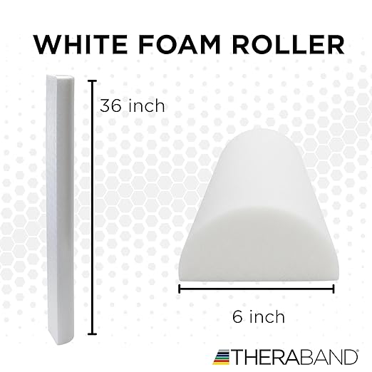 TheraBand Foam Roller, 36" Half Round, High Density Pro Foam Roller Tool for Post-Workout Recovery & Pre-Workout Warm-Up, Roll Out Muscle Soreness, 6" Diameter, White