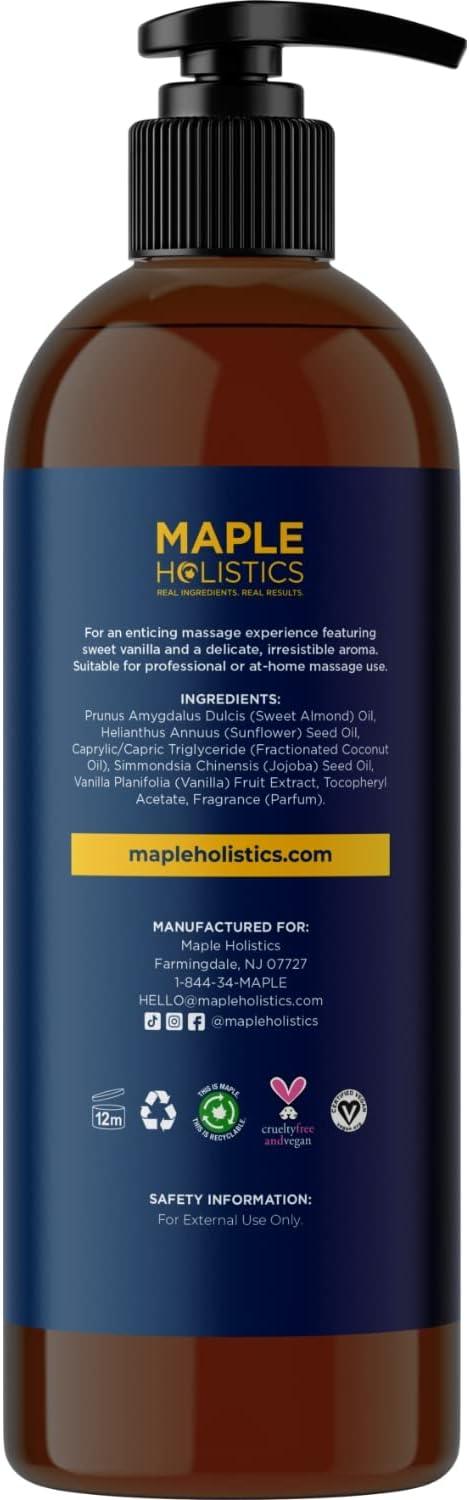 Massage Oils for Massage Therapy Bundle - Maple Holistics Massage Oil Kit with 16 Fl Oz Aromatherapy Lavender Massage Oil for Couples Plus Vanilla Scented Massage Oil Made with Pure Essential Oils