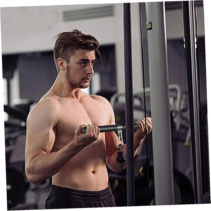 Muscle Training Tool and Fitness Machine Attachment Set with 2.5m High-Strength Rope and Short Pull Bar, Portable Strength Training Accessories for Home Gym Cable Machine Workouts