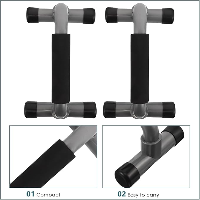 Lurrose H-shape Pushup Bars Pair Non-slip Grip, Portable Parallette Bars for Chest Strength Training, Compact Exercise Handles for Home Gym Fitness Equipment